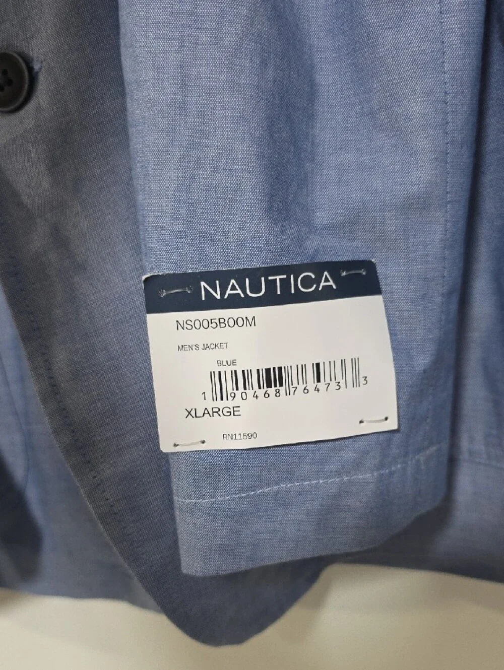 Nautica Sky Blue Casual Linen-Blend Sport Coat